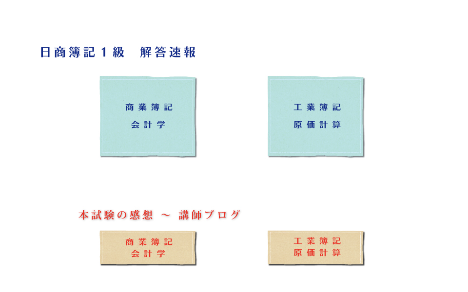 日商１級 商業簿記・会計学 工業簿記･原価計算 解答速報